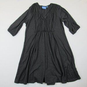 Simply Vera Vera Wang Dress Women's Size XL Empire Waist Ruched Gray 3/4 Sleeve